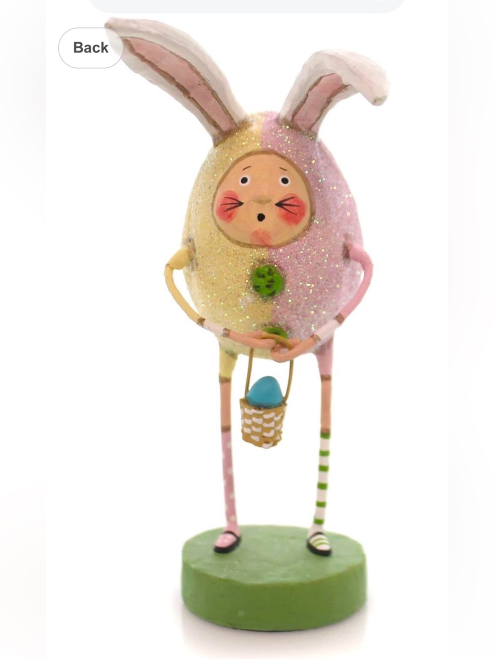 Lori Mitchell EGGBERT HOPPERTON Polyresin Easter Basket Bunny Ears 11003